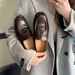 Top-Layer Cowhide Handmade Genuine Leather Slip-Ons, Wang-Style Shoes, Retro Chunky Heel Loafers_vogvips.com