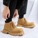 Big Head Derby Shoes Men's Vintage Commuter Round Head Platform Heightening Martin Boots Short Boots_vogvips.com