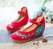 High Heels, Single Ethnic Embroidered Cloth Spring And Autumn Style Slope Heel Shoes, One Button Women's Shoes_vogvips.com