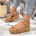 Fashion Rivet Large Size Rivet Women's Wedge Fish-mouth Sandals_vogvips.com