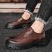 Men's Business Casual Lace-up Autumn And Winter New Trendy S, Two-layer Cowhide, British Style, Soft-soled Leather_vogvips.com