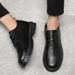 TerraStride Summer Men's Suit Korean Style Trendy British Casual Youth Business Formal Versatile Black Leather Shoes_vogvips.com