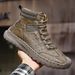 Boots: Men's Autumn And Winter Outdoor Casual Martin Boots, High-Top Cotton Warmth, Thick-Soled Non-Slip Plus-Size Leath_vogvips.com