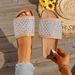 New 2025 One Strap Rhinestone Handmade Thick Sole Fishnet Sandals Black Brown Women's Outdoor Beach Slides_vogvips.com