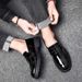 TerraStride 2025 Glossy Patent Autumn Korean Style Casual Small Leather Hairstylist Men's British Thick Sole Shoes_vogvips.com