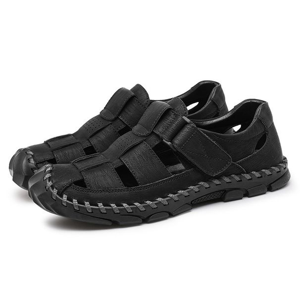 Popular Cross-border Foreign Trade Large-size Sandals 2026 New Casual Trendy Closed-toe Genuine Leather Slip-on Men's_vogvips.com