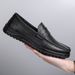 Four Seasons Business Casual Leather For Men Slip-On Lazy Flat Driving Single Hand-Stitched Handmade Cowhide Men's Shoes_vogvips.com