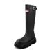 Soft Leather Version~Red Rain For Women 2025 Autumn New Round Toe Thick Sole High Tube Riding Over-the-Knee Long Boots_vogvips.com