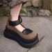 Retro Thick-soled Velcro Single Shoes Women's Muffin Thick-soled Fashion Trend Round Head Velcro Big Head Shoes Women_vogvips.com