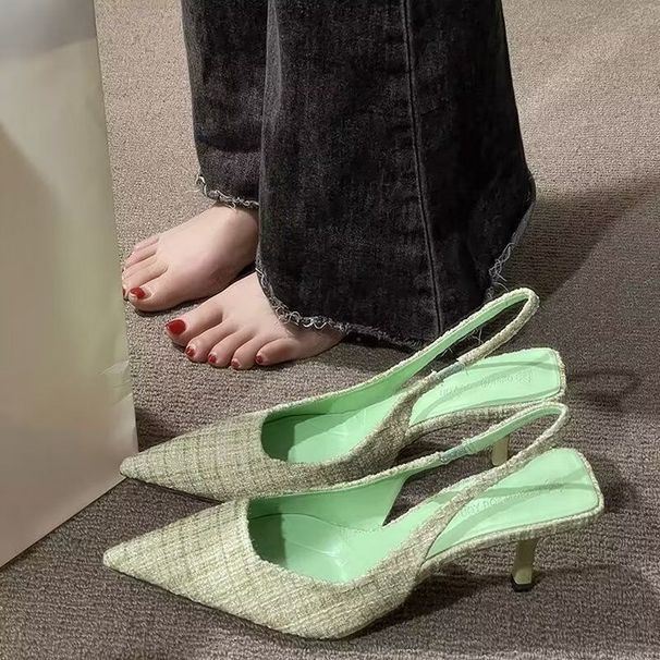 Elegant -style High-heeled Shoes, Stiletto Pointed-toe Sandals For Women, 2026 Summer New Model, Open-back_vogvips.com