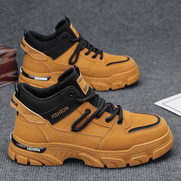 Men's Casual Work Boots Slip-Resistant Waterproof Durable High-Top Sneakers With Rubber Sole For Outdoor Activities Outdoor High Top Sports Shoes_vogvips.com