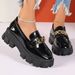 New Winter Metal Buckle One Foot Loafers Sole Thick Heel British Style Versatile Small Leather Shoes For Women_vogvips.com