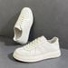 Thick-Soled Height-Increasing White Sneakers Genuine Leather Breathable Round-Toe Lace-Up Low-Top Men's Versatile Sports_vogvips.com
