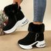 2025 Autumn Winter New Snow For Women, Large Size, Fleece-Lined, Tube, Warm, Height-Increasing Cotton Boots,_vogvips.com