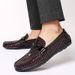 Large Size 47 Top Layer Cowhide Loafers Men's British Style Casual Hairstylist Slip-On Work Shoes_vogvips.com