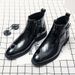 European Warm Series Fashion Glossy Martin Casual Side Zipper Pointed Leather Boots Trendy Small Men's Shoes Size 38_vogvips.com