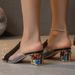 2025 New Women's Chunky Heel Export High Heels Summer Large Size European And American Color Block Slide Sandals_vogvips.com
