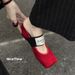 Women's Square Toe Patent Leather Mary Jane Shoes Flat Elastic Band Ballet Flats Genuine Leather French Style Single Shoes 2026 New_vogvips.com