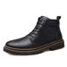 Casual Martin Boots Men's Shoes Fleece Medium Top Black High Top Tooling Boots_vogvips.com