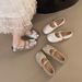 Vintage Round Head Grandma Shoes Women's Fashion Pleated One-word Buckle Mary Jane Single Shoes_vogvips.com