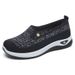 Women's Shallow Mouth Mother Shoes Fly-woven Breathable Single Shoes Soft-soled Feet Flat Shoes Middle-aged And Elderly Casual Shoes_vogvips.com