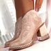 Women's Shoes Embroidered Fashion Boots For Women Rivet Welt Acrylic Crystal High Heel Short Boots_vogvips.com
