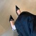 Trendy! Women's High Peep Sandals 2024 New Bowknot Black Pointed Toe Stiletto Heel Airy Single Shoes_vogvips.com