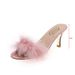 2021 Spring New Furry Thin High Heels One-Strap Fashion Sandals Plus Size Women's Slippers_vogvips.com