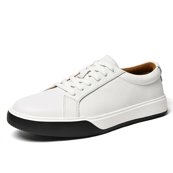 Round Head Lace-up First-layer Cowhide Board Shoes Men's Large Size One-pedal Driving Shoes Casual Loafers_vogvips.com