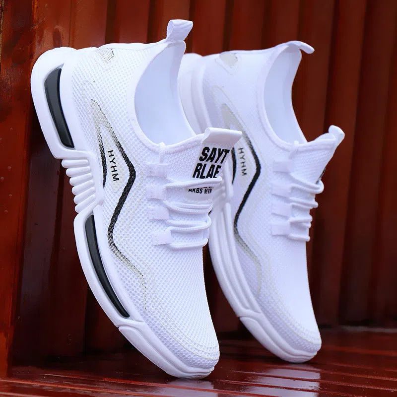 Men's Breathable Mesh Sports Shoes Summer Trendy Casual Flyknit Running Shoes with Soft Sole for Students_vogvips.com
