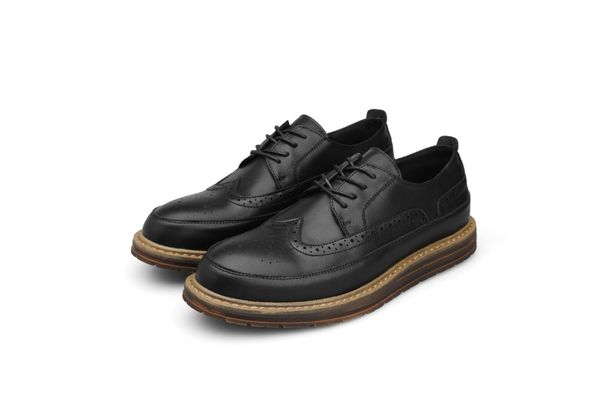 Men's Classic Brogue Leather Shoes - Stylish Pointed Toe Business Casual Shoes With Rubber Sole, Comfortable & Breathable For Daily Wear_vogvips.com