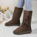 2024 Autumn Winter Long Tube For Women Fashion Sheepskin Thickened Fleece Lined Warm Shoes Thick Sole Snow Cotton Boots_vogvips.com