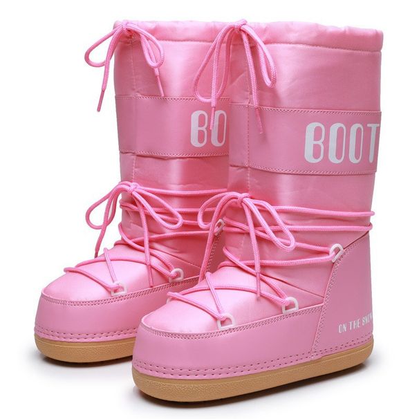 Women's Winter Snow Boots With Round Toe, Waterproof & Non-Slip, Cozy Fleece Lining, High-Top Ski Boots For Outdoor & Casual Wear Thickened Moon Shoes_vogvips.com