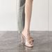 Classy Rhinestone Twist High-heeled Sandals Thick Heel Waterproof Platform Flip-flops Sexy Open Toe Outwear Mules Shoes_vogvips.com