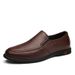 Men's Soft-soled Casual Leather Shoes Overfitting Lazy Rubber-soled Driving Loafers_vogvips.com