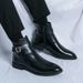 Men's Chelsea Boots - Stylish Pointed Toe Ankle Boots With Side Zipper, Breathable Synthetic Leather, Rubber Sole, Casual & Business Wear_vogvips.com