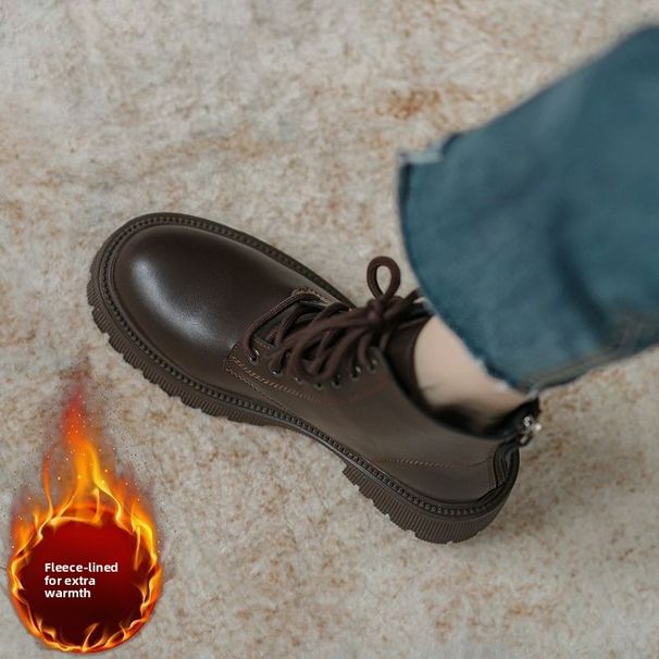 Soft Martin 2025 New British Style Petite Thick Sole Height Increasing Short Autumn Winter Single Boots For Women_vogvips.com