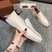 L Family Summer Solid Color Low Cut Adhesive Shoes Round Toe Casual Black Natural Single Shoe Genuine Leather_vogvips.com