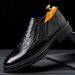 Euro Step 2025 Autumn And Winter New Business Formal Leather Crocodile Pattern Carved Fashion Brogue Men's Shoes 7103_vogvips.com