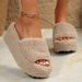 Warm Fleece Lined Platform Wedge Heel Slippers For Women Plus Size Thick Soled Cotton Slippers Suitable For Autumn_vogvips.com