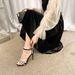 Manufacturer Wholesale Summer Rhinestone Strap Black Stiletto Heel Stylish Socialite Open-toe Sexy Versatile Women's_vogvips.com