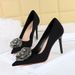 18249-H52 Women's Thin Ultra High Heels Silk Shallow Mouth Pointed Water Diamond Rose Single Shoes_vogvips.com