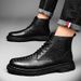 Tooling Boots Men's High-top Men's Shoes Crocodile Pattern Medium-top Velvet Thermal Cotton Martin Boots Shoes Men's_vogvips.com