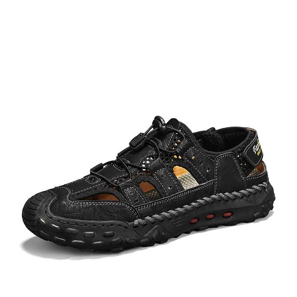 Plus-Size Men's Shoes, Summer Hollow Breathable Mesh Shoes, Outdoor Sports Casual Shoes, Closed-Toe Sandals_vogvips.com