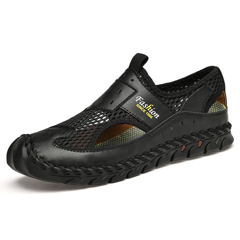 Men's Summer Beach Shoes With Soft Soles, Breathable, Casual Slip-Ons, Protective Toe, Men's Sandals With Holes_vogvips.com