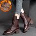 Shanghai Jie Zou Winter New Cotton Round Toe Polished Retro Cowhide Women's Shoes Fashion High-top Versatile Casual_vogvips.com