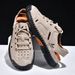 Summer Men's Hollow Breathable Thick-soled Hand-stitched Casual Closed-toe Sandals, Wear-resistant PU Outdoor Mesh_vogvips.com