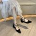 MTX Women's 2025 Spring Summer New Korean Style Elegant Versatile Rhinestone One-Strap Chunky Heel Pointed Toe Hollow Single_vogvips.com