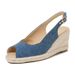 Women's Braided Jute Peep-Toe Wedge Sandals - Women's Platform Shoes With Buckle & Denim Accents (Blue)_vogvips.com