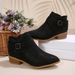 Women's plus Size Chelsea Boots Pointed Toe mid Heeled Ankle Boot with Cross Strap Side Zipper Feature Autumn New Style_vogvips.com